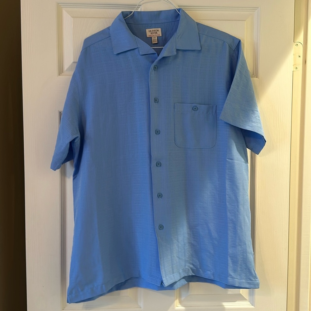 Hudson River Light Blue Short Sleeve Button Down Shirt